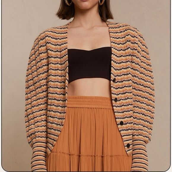 A.L.C. Cashew Rebekah Cardigan Multi Stripe - Picture 3 of 11